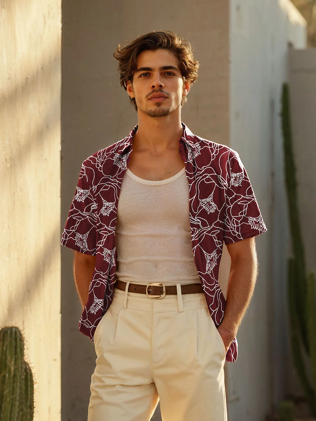 Abstract Floral Print Shirt | Maroon