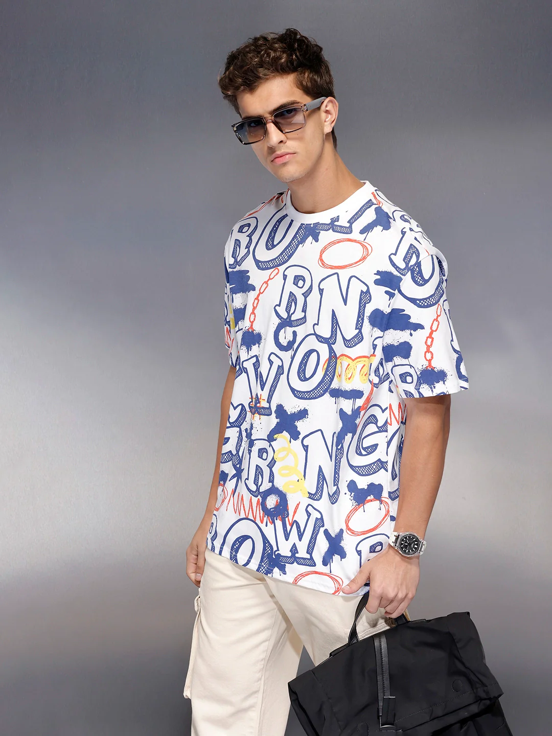 All-over print oversized T-shirt | White