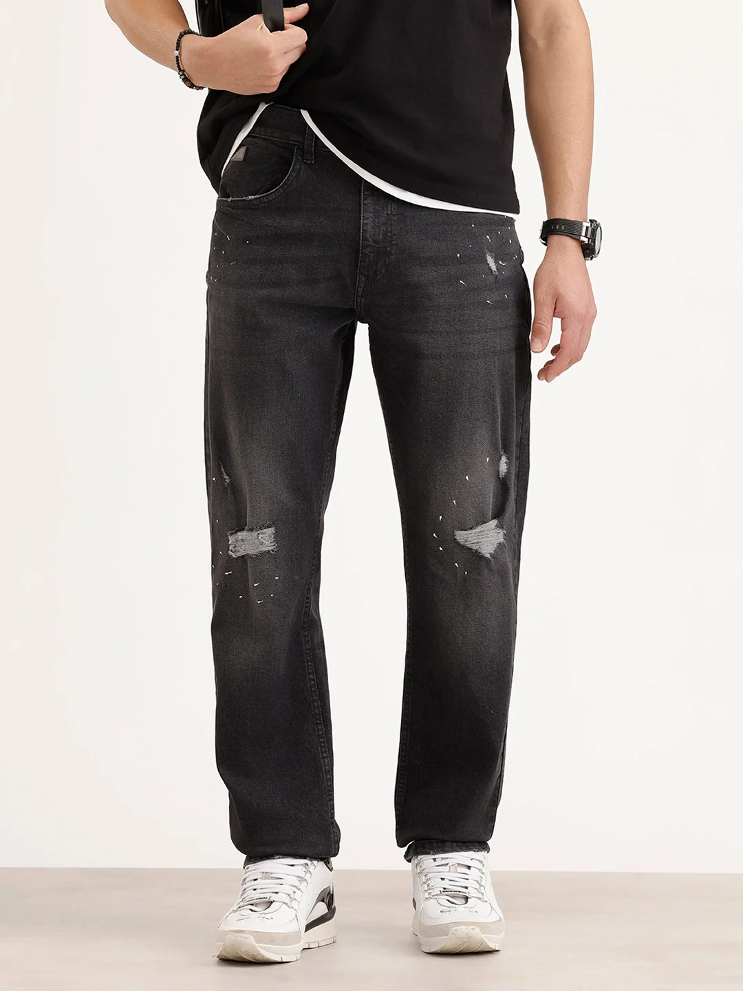 Anti Fit Distressed Denim Jeans | Black