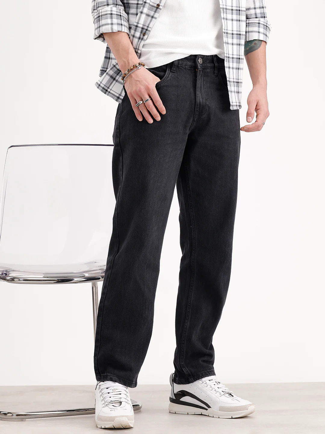 Anti Fit Light Faded Denim Jeans | Black