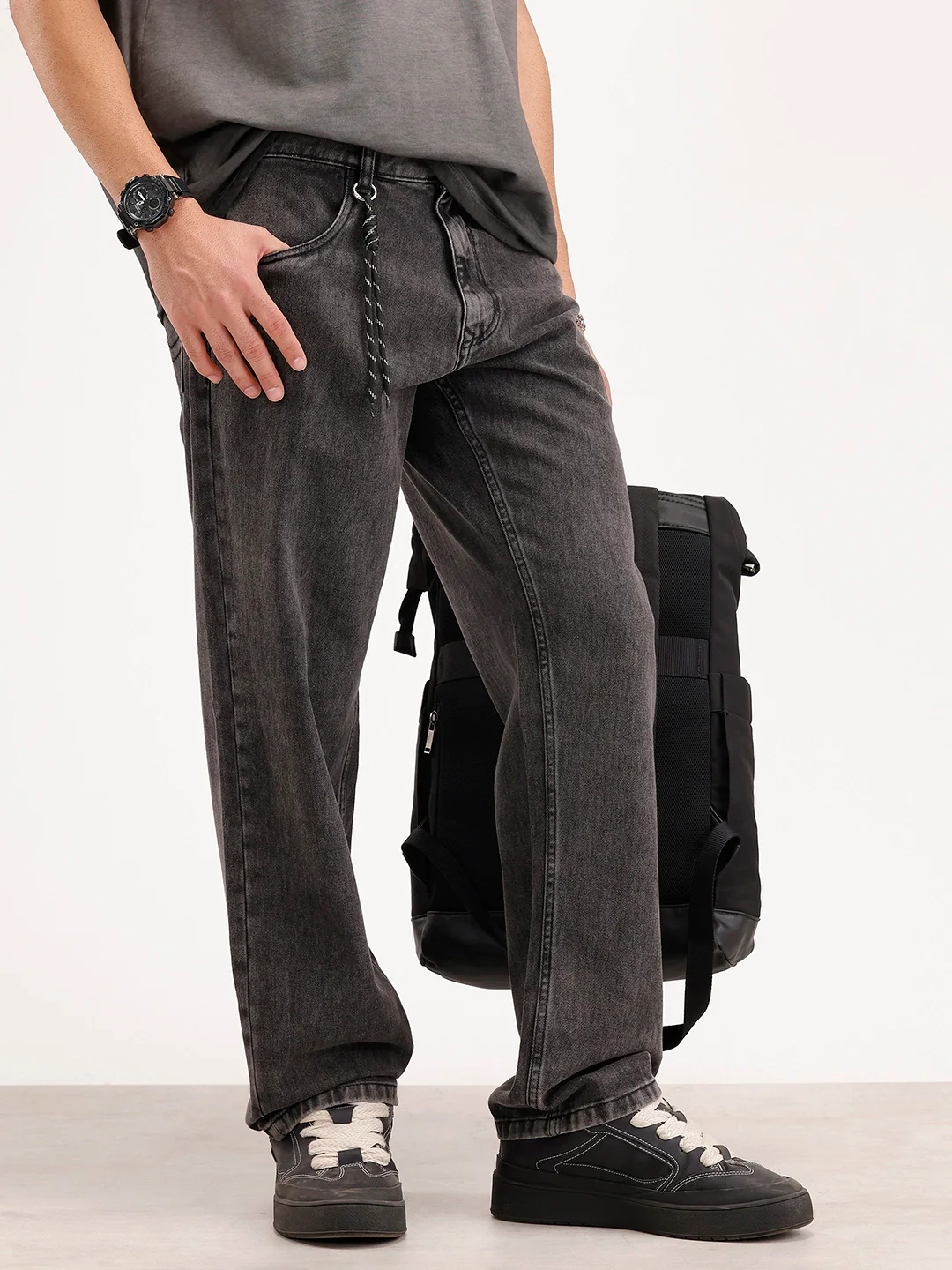 Anti Fit Light Faded Denim Jeans | Dark Grey