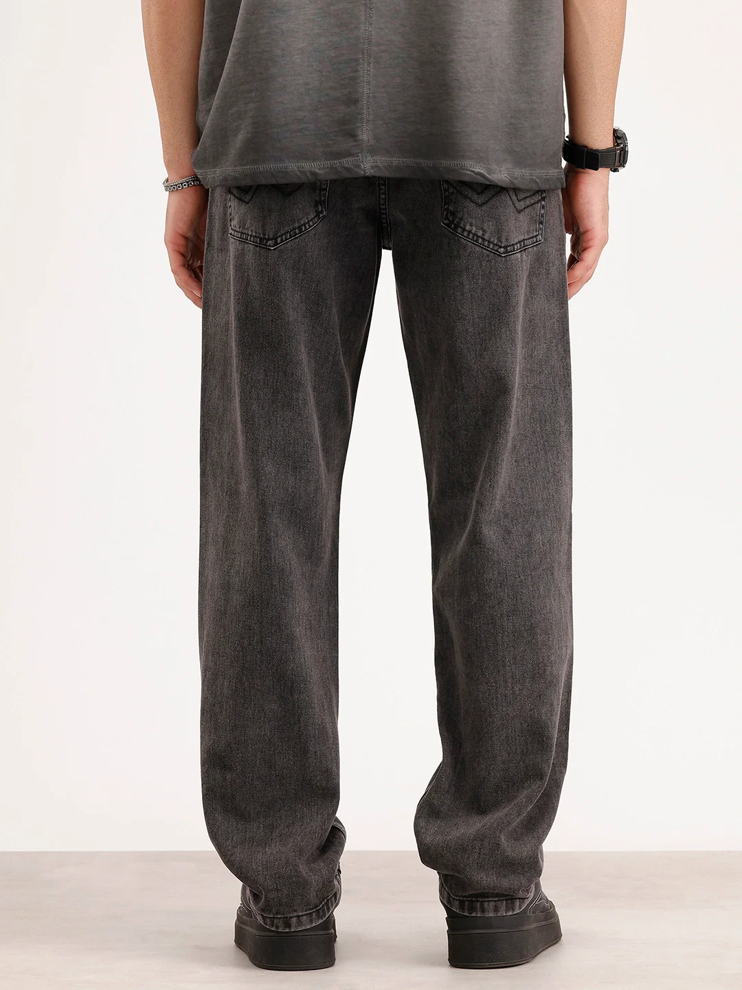 Anti Fit Light Faded Denim Jeans | Dark Grey - Image 3