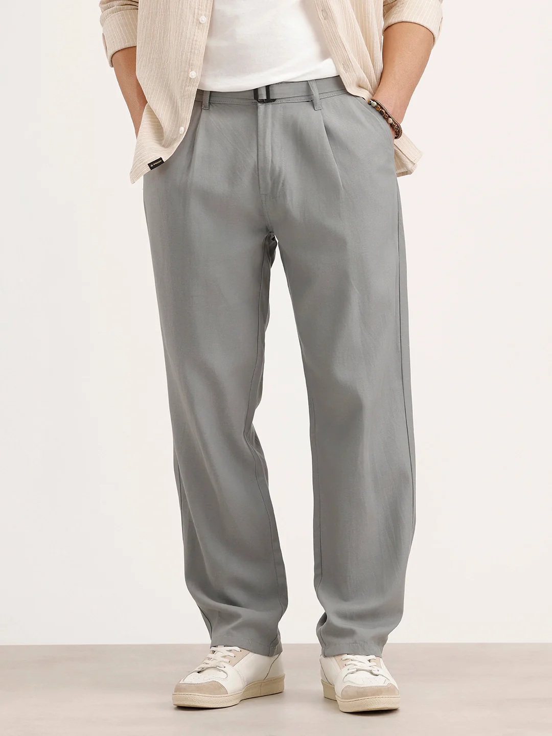 Anti Fit Pleated Trouser | Grey