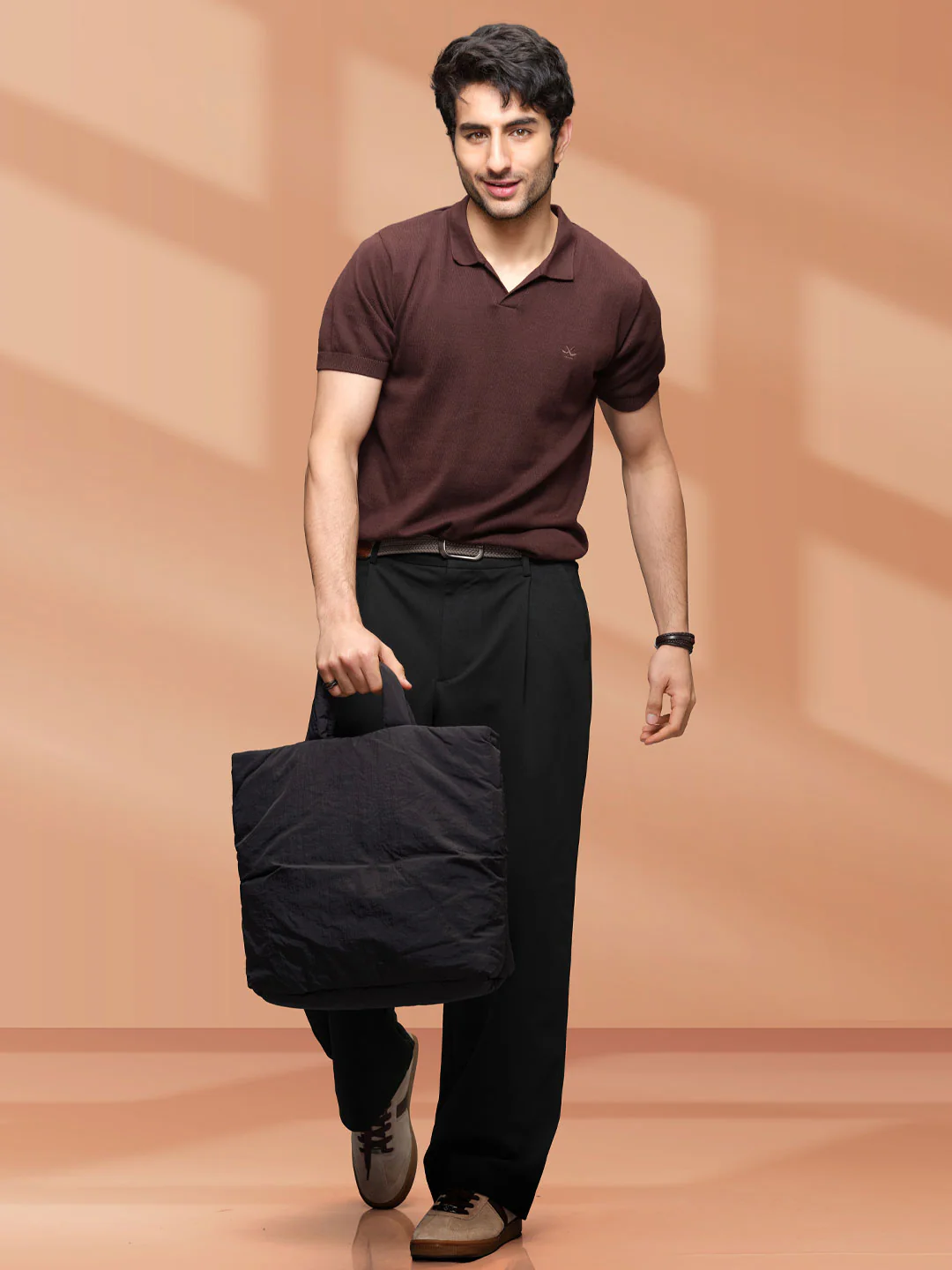 Baggy Fit Pleated Trouser | Black