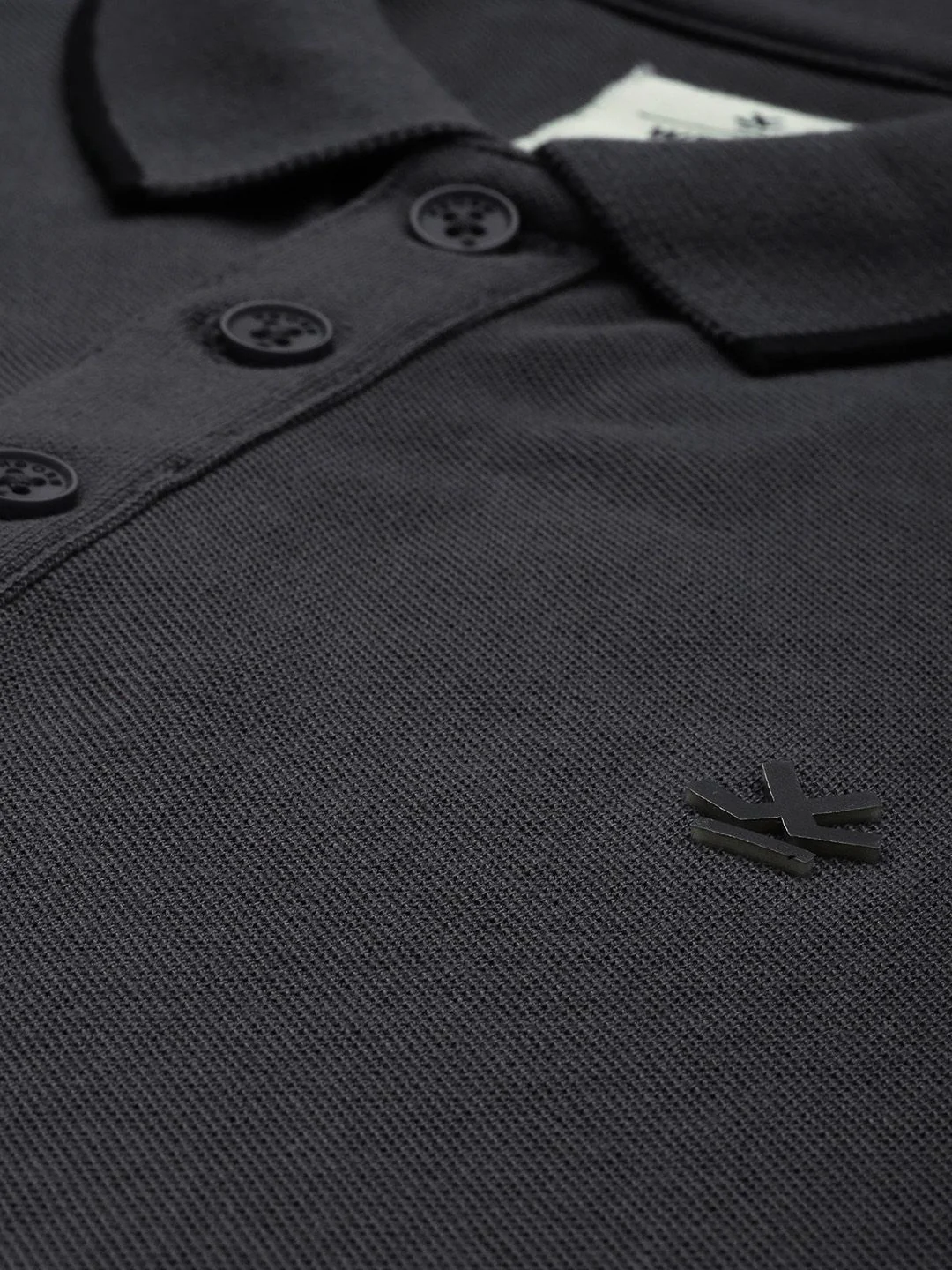 Basic Grey Polo Collar T-Shirt - Image 5