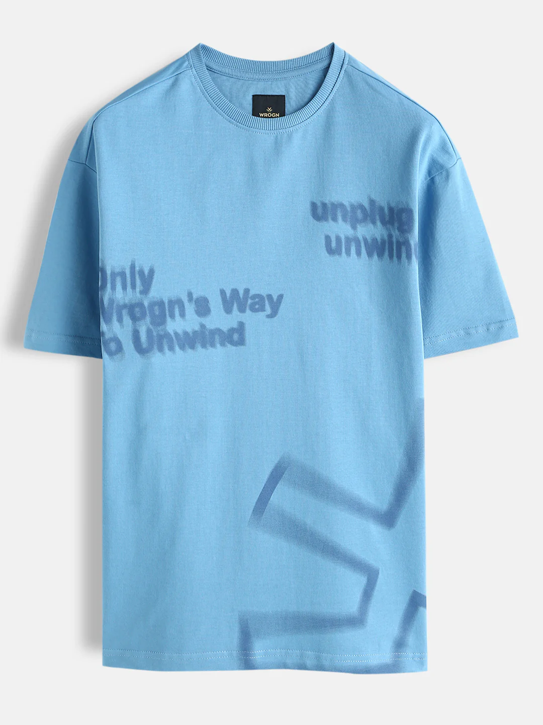 Blurred Placement Print Oversized T-Shirt | Blue