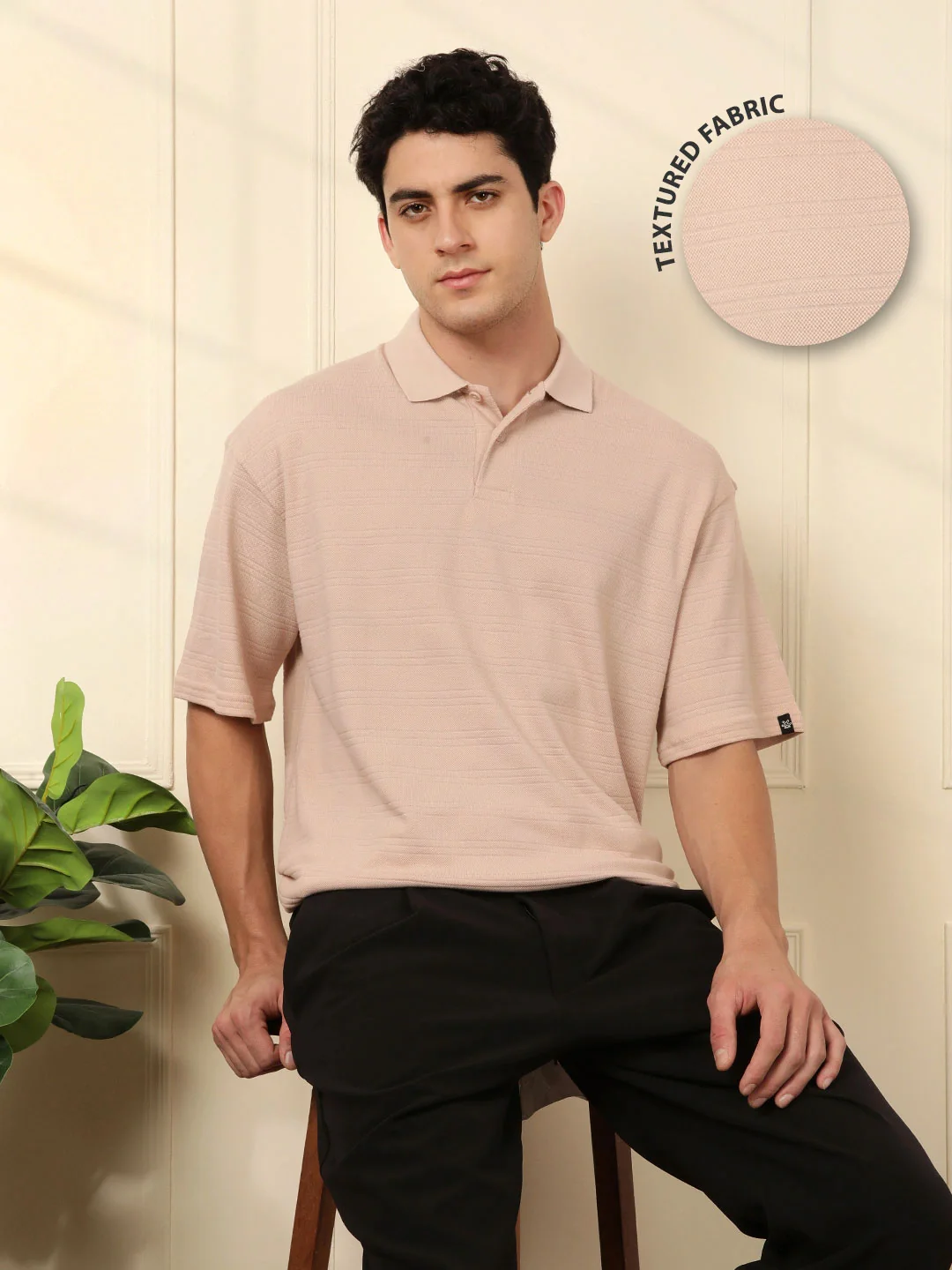 Bold Textured Oversized Polo T-Shirt
