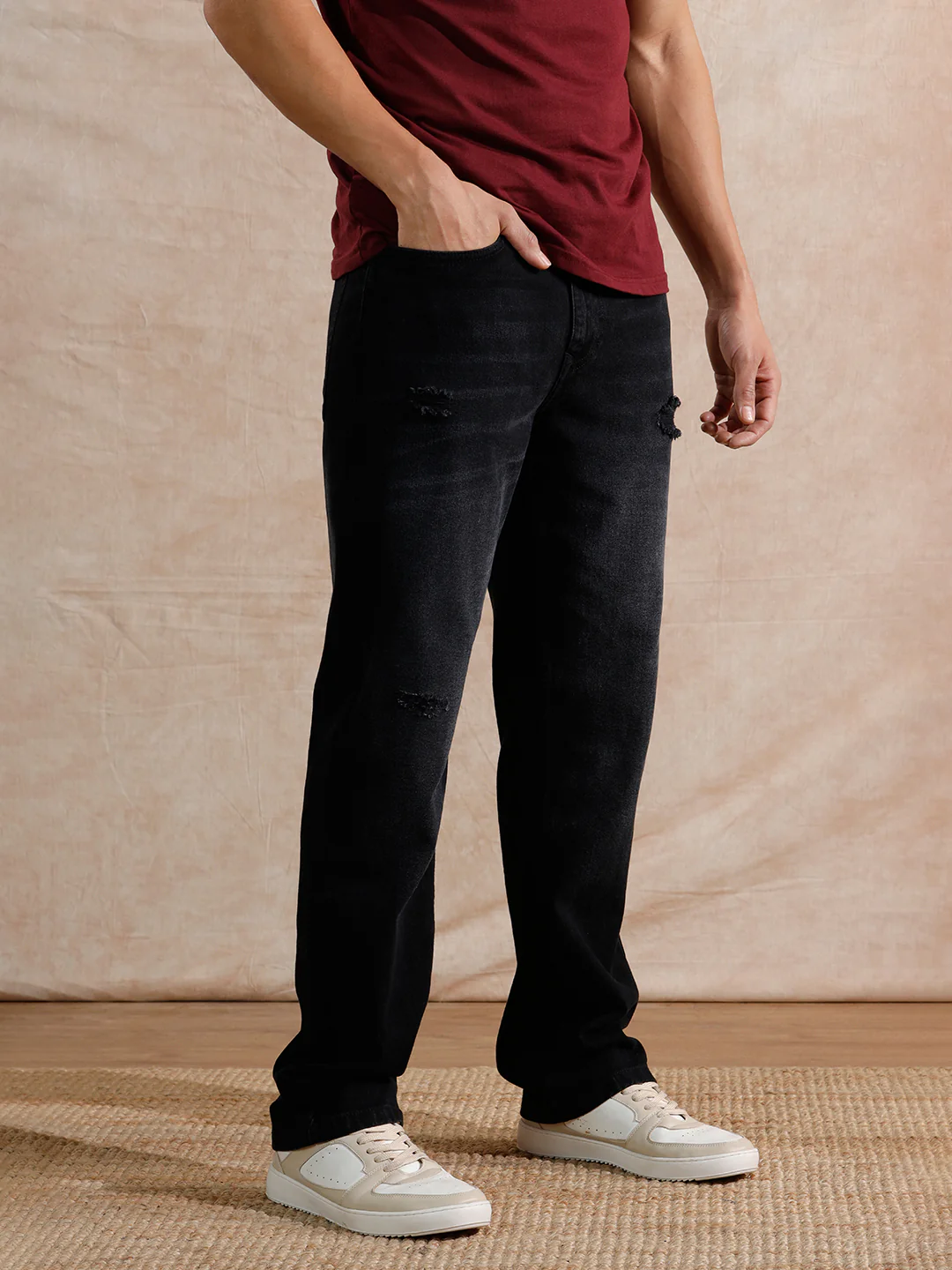 Distressed Heavy Fade Anti Fit Jeans | Dark Grey