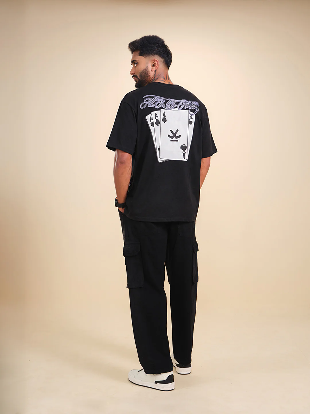 Casual Men Oversized Fit Tee With Graphic | Black - Image 2