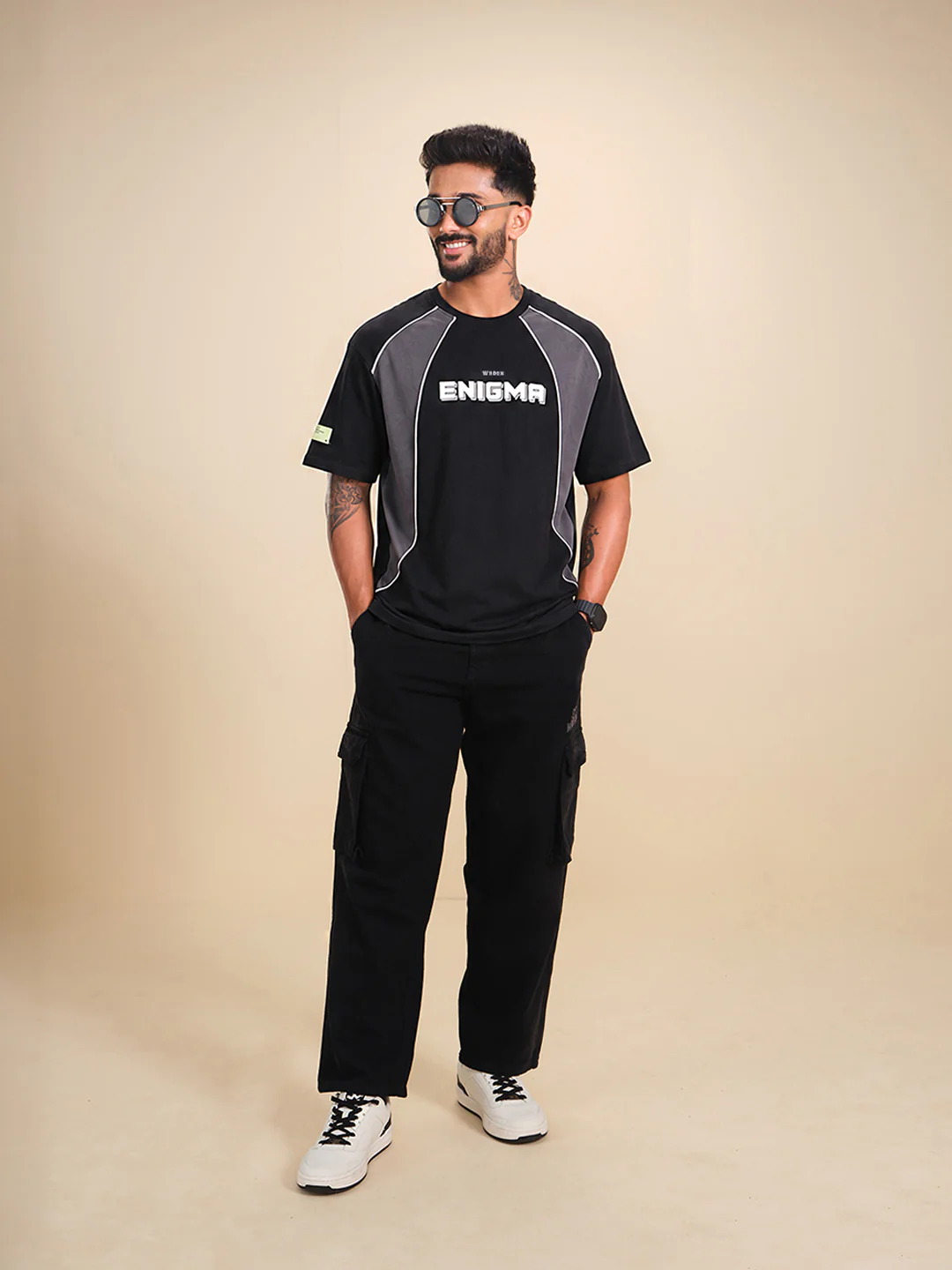 Casual Men Sporty Look Oversized Fit Tee With Print | Black - Image 2