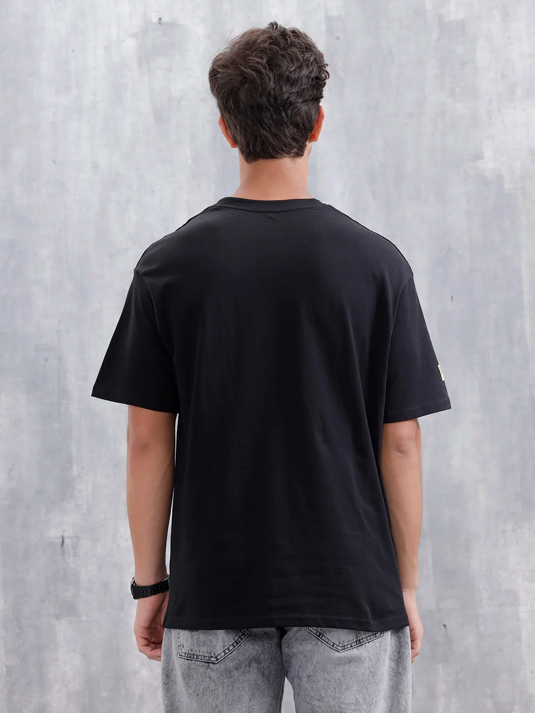 Casual Men Sporty Look Oversized Fit Tee With Print | Black - Image 5