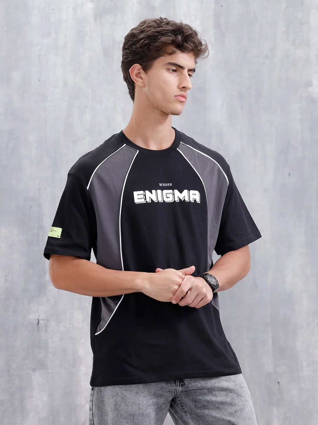 Casual Men Sporty Look Oversized Fit Tee With Print | Black - Image 6