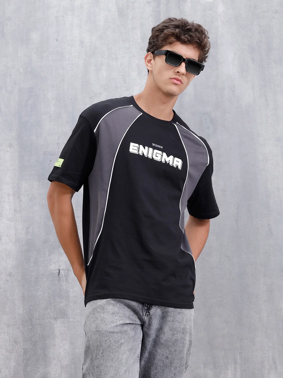 Casual Men Sporty Look Oversized Fit Tee With Print | Black - Image 7