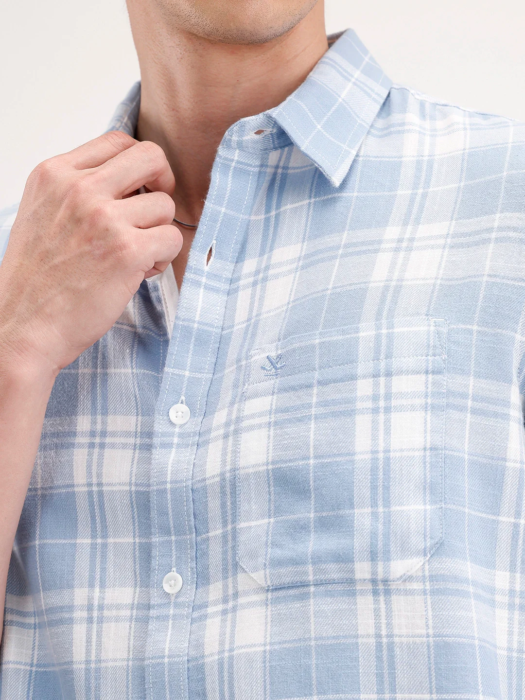 Casual Slim Fit Checkered Shirt | Blue - Image 7