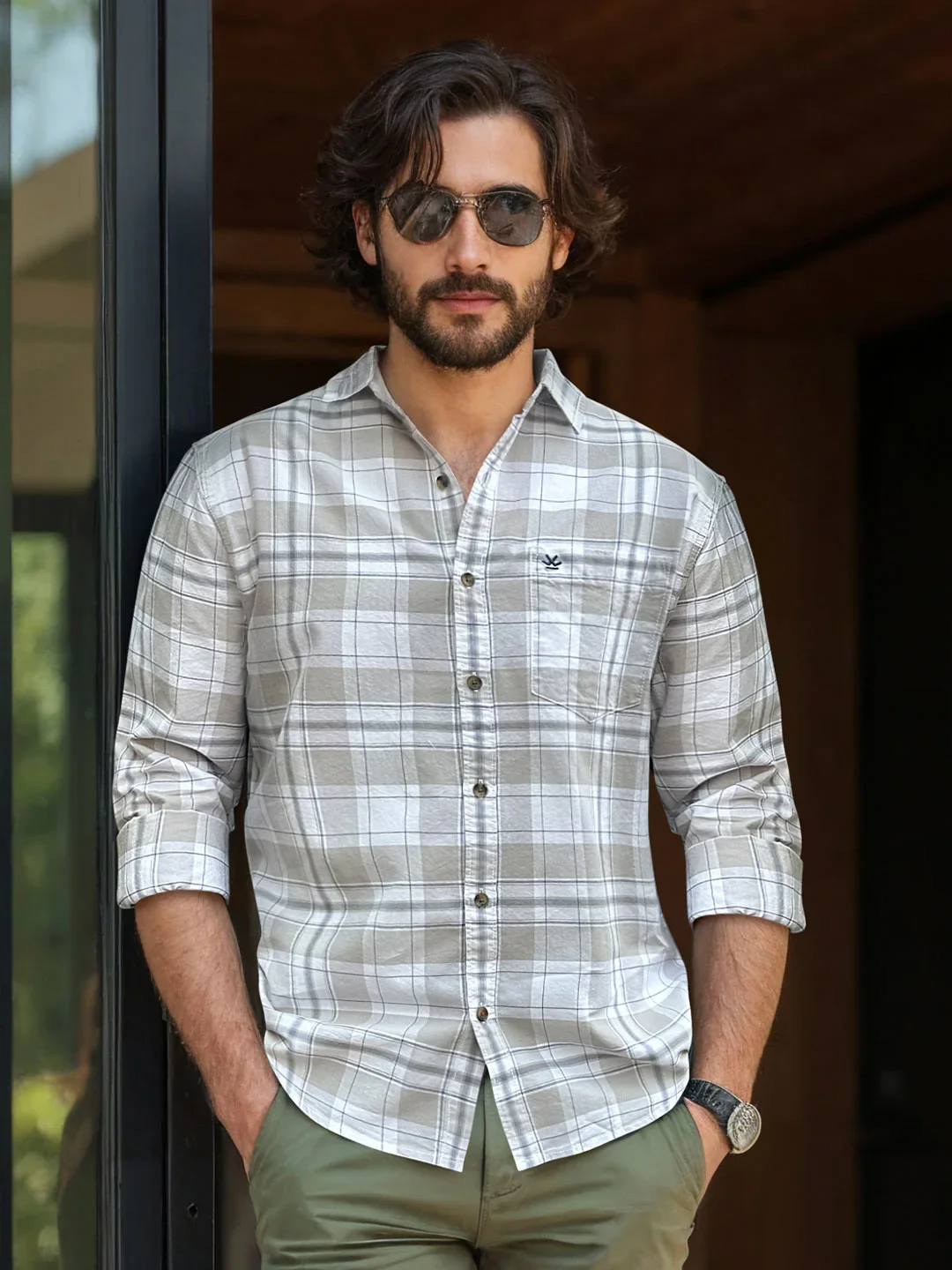 Checked Comfort Fit Shirt | Grey