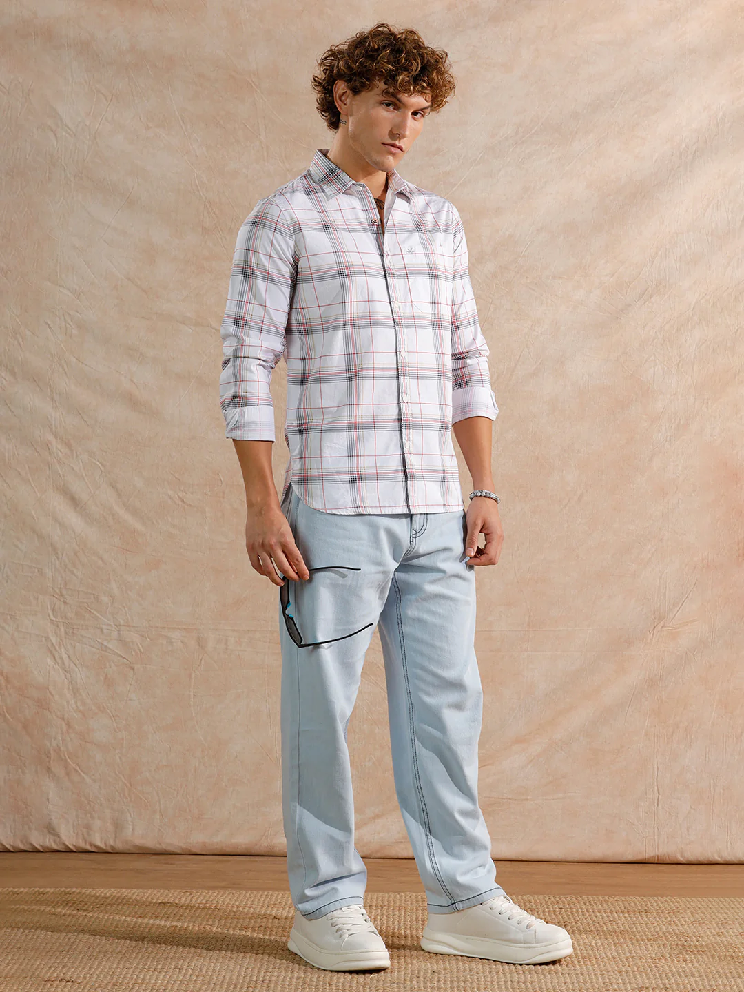 Printed Notebook Checked Shirt | White - Image 2