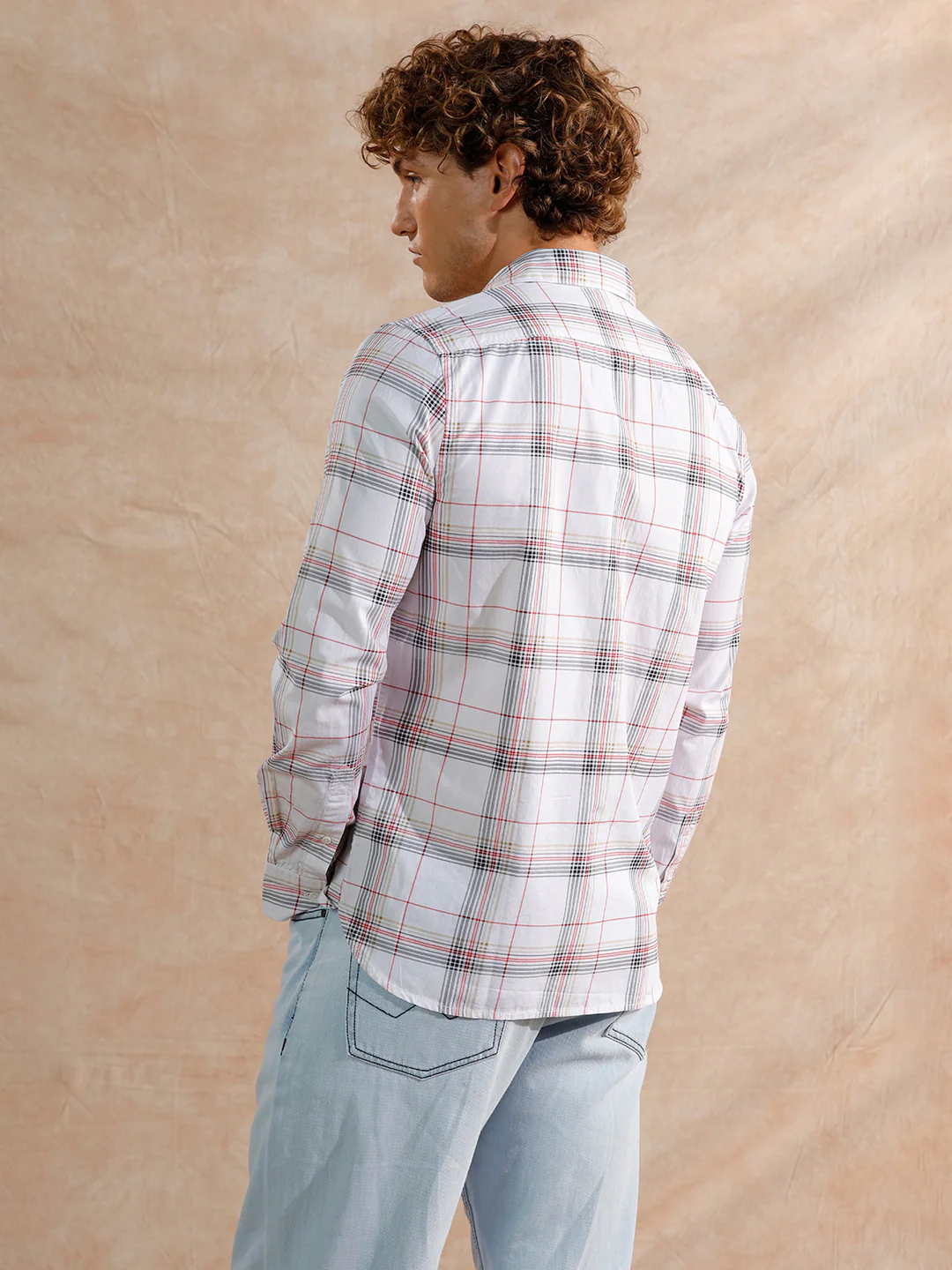 Printed Notebook Checked Shirt | White - Image 3