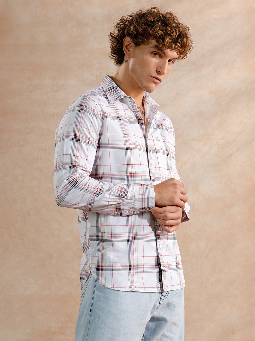 Printed Notebook Checked Shirt | White - Image 4