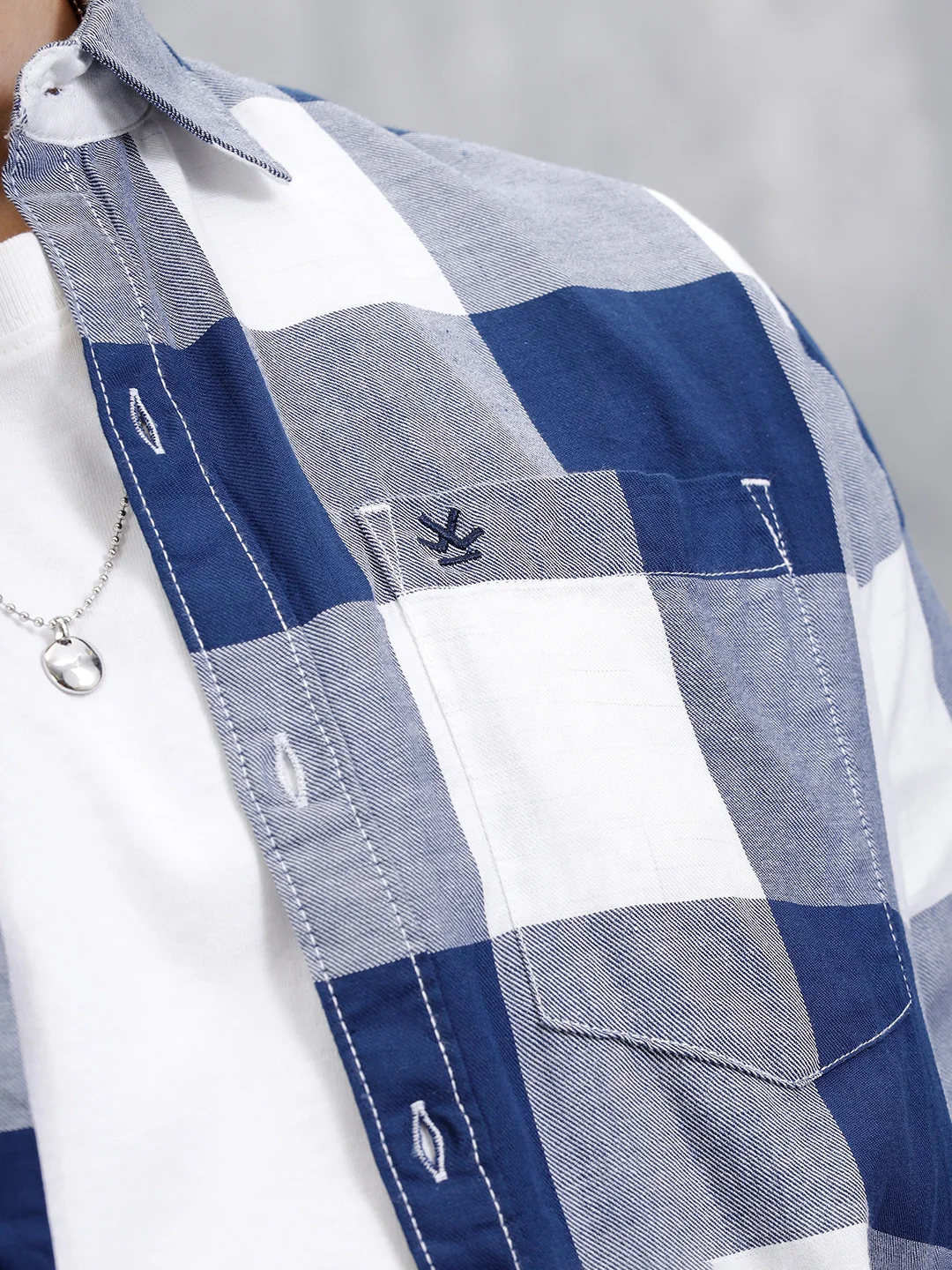 Checkered Full Sleeve Regular Fit Shirt | Navy Blue - Image 5