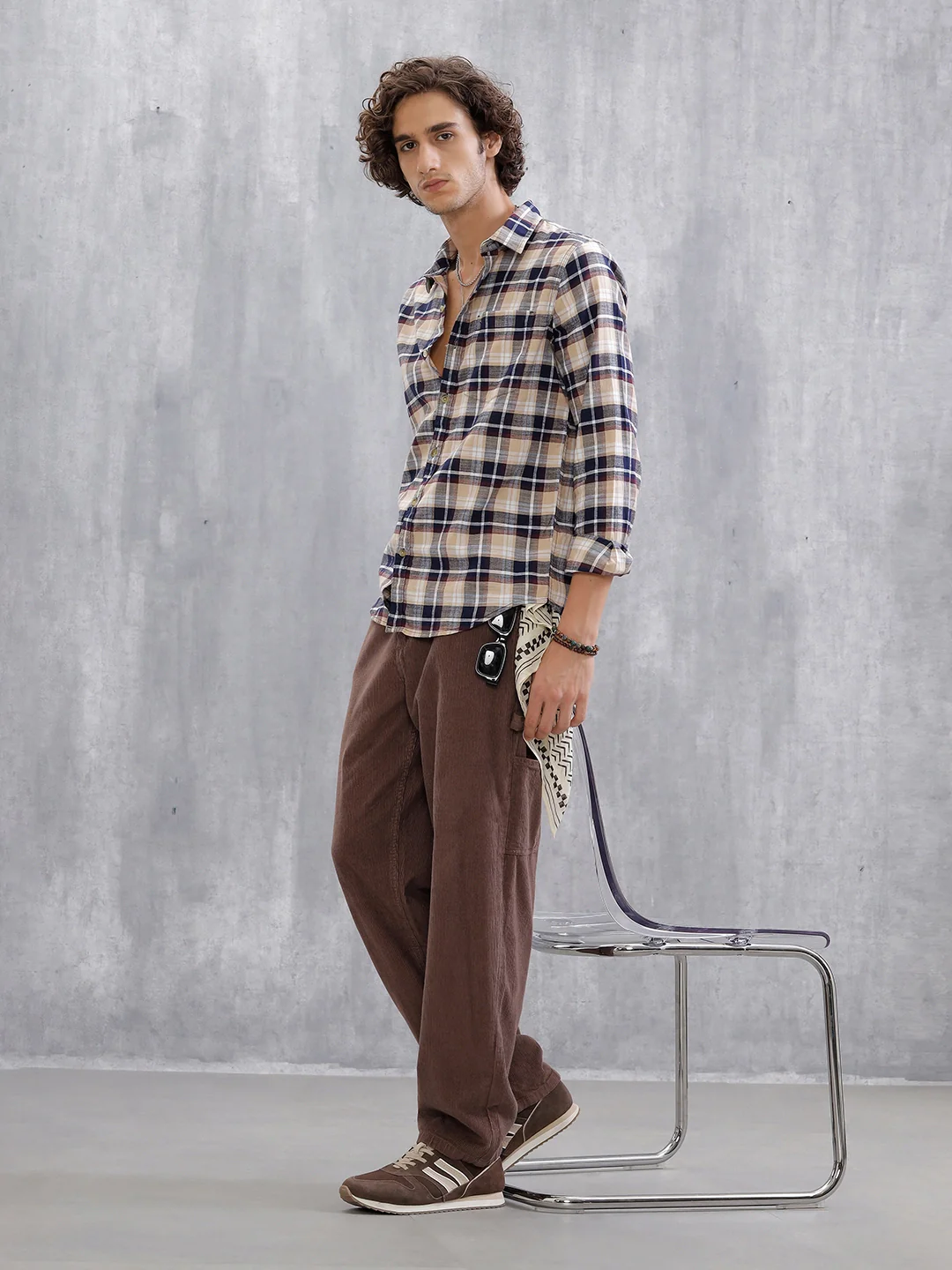 Checkered Full Sleeve Shirt | Navy Blue - Image 2