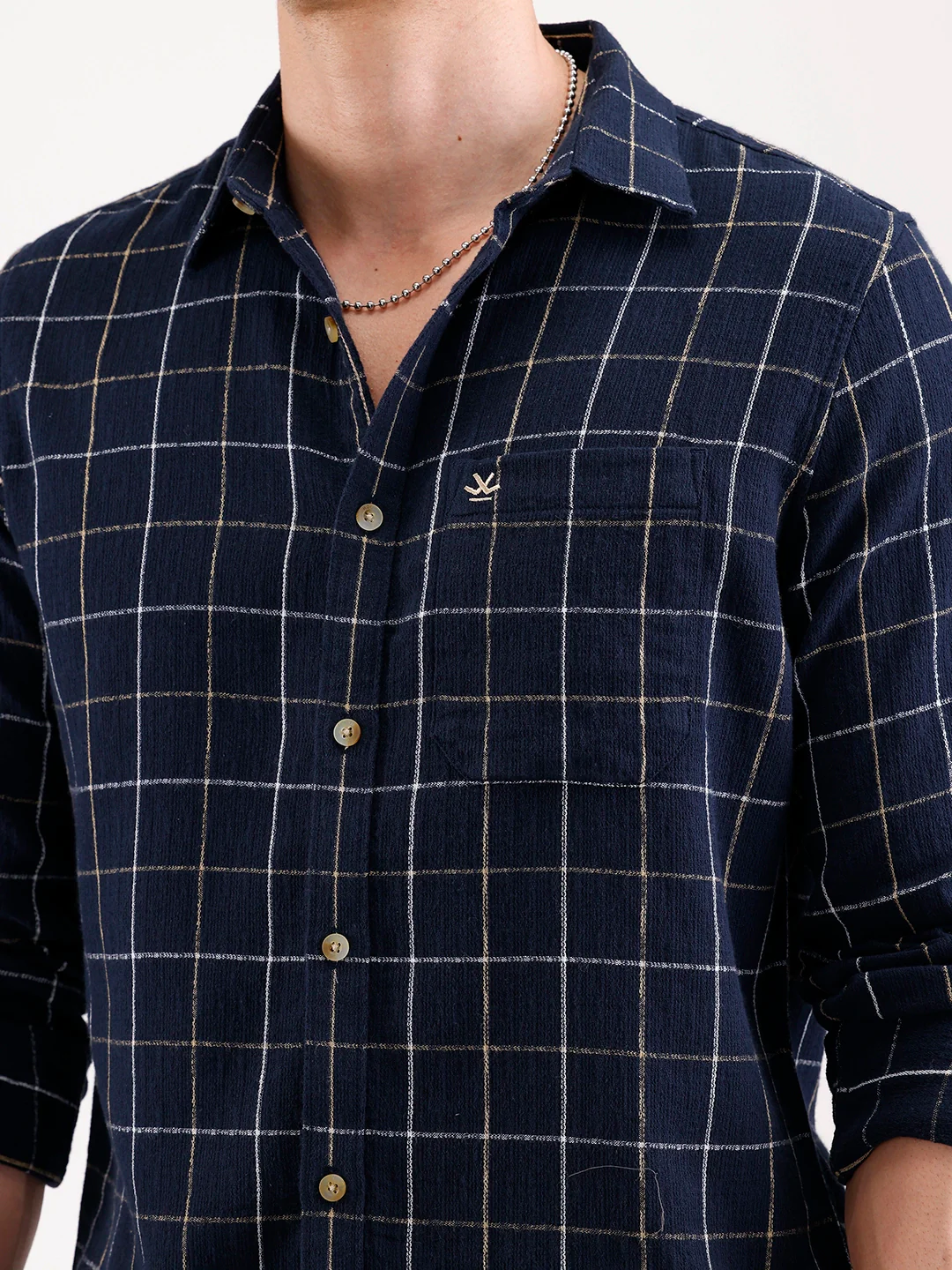 Classic Checkered Full Sleeve Shirt | Navy Blue - Image 5