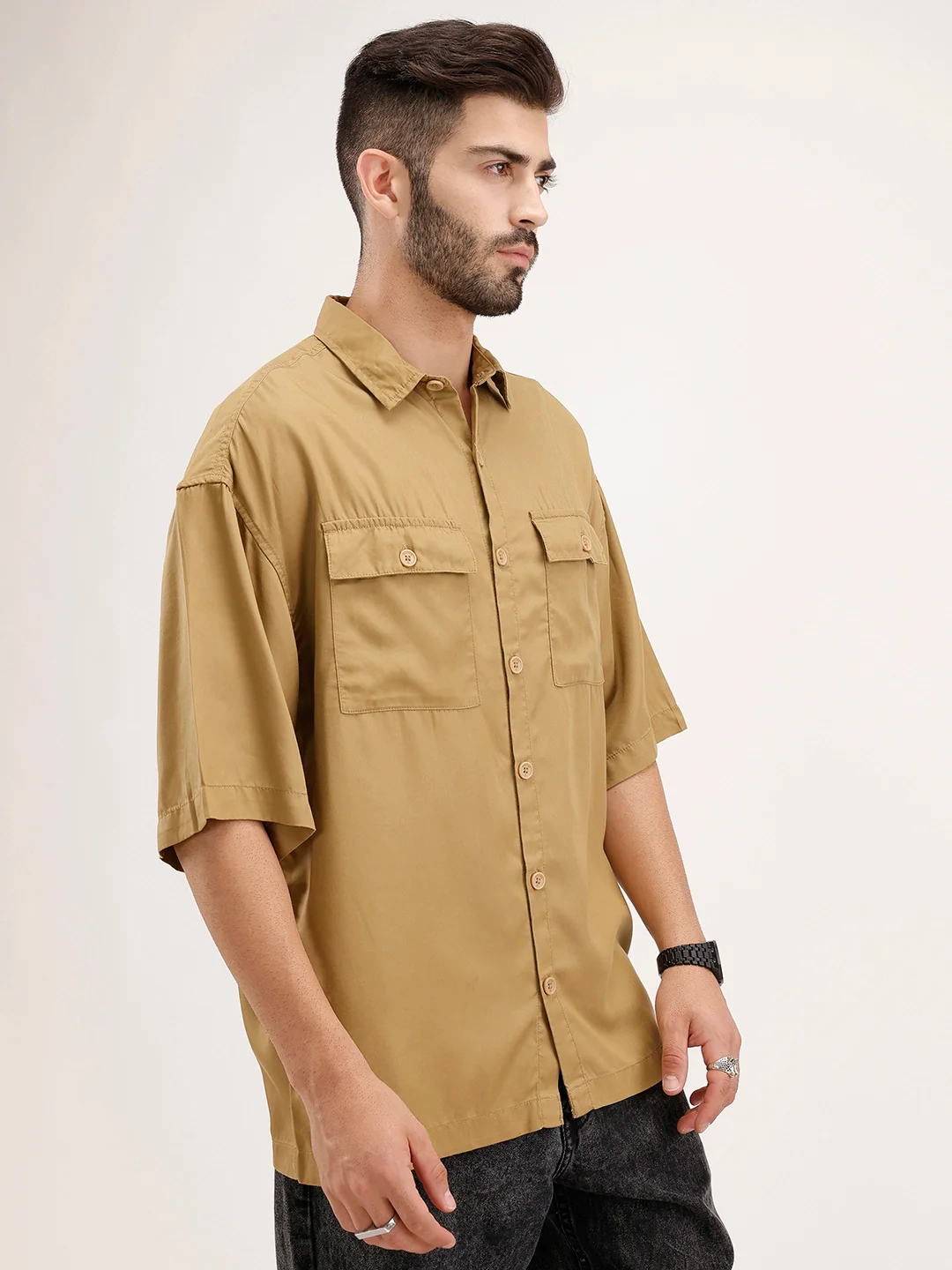 Classic Double Pocket Shirt | Khaki - Image 4