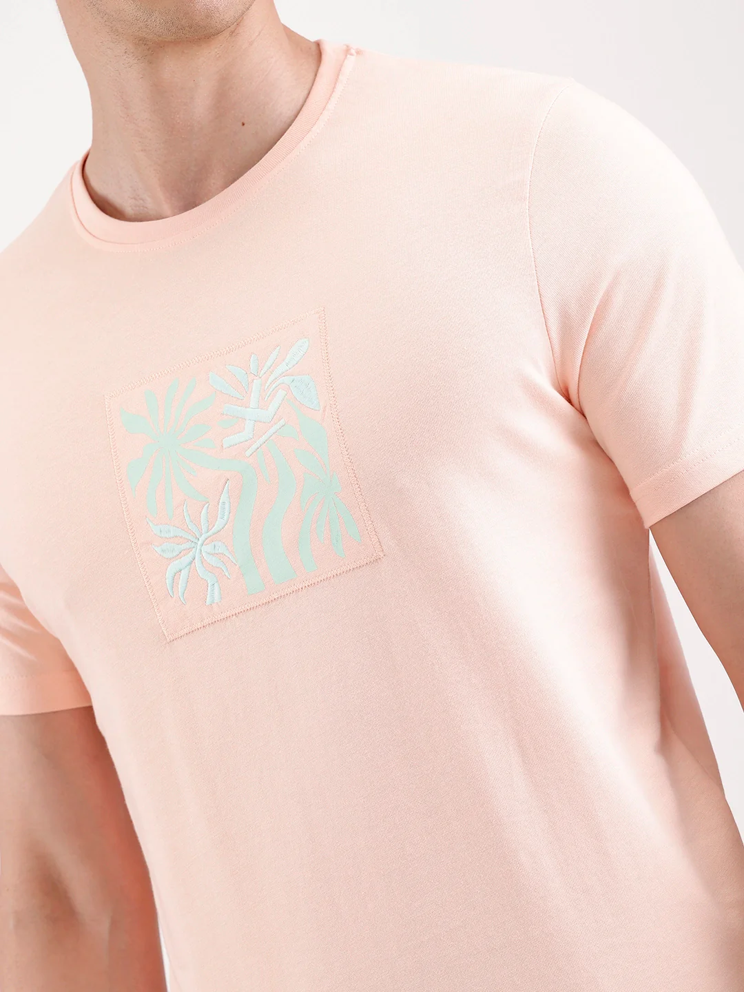 Classic Emroidered Patch T-Shirt | Peach - Image 5