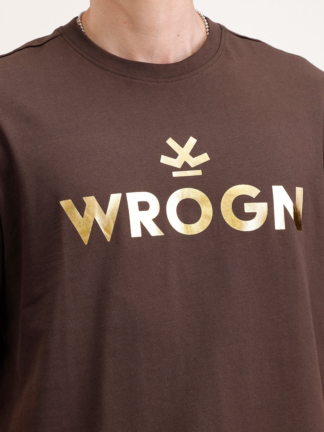 Classic Foil Printed T-Shirt | Brown - Image 5