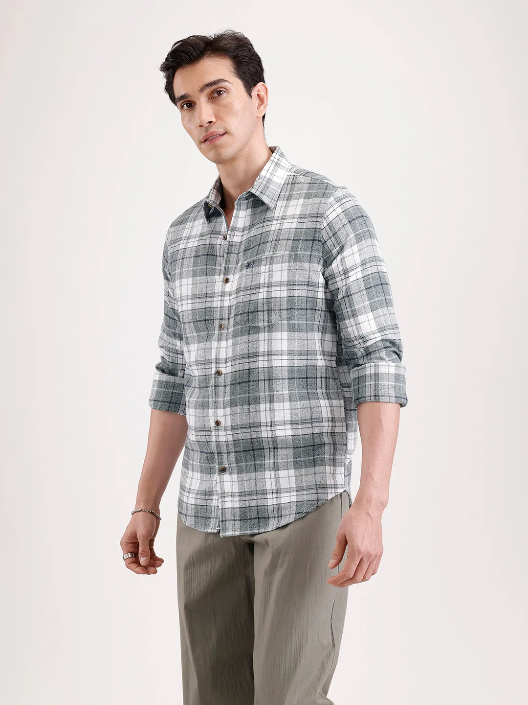 Classic Full Sleeve Checkered Shirt | Green - Image 5