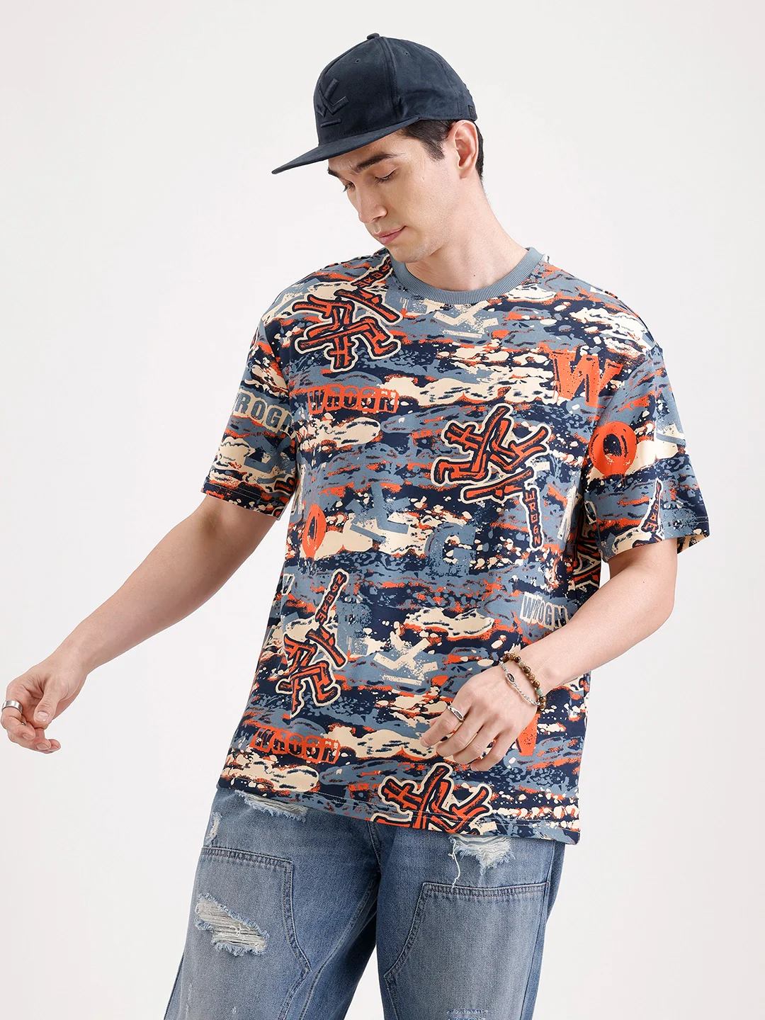 Classic Oversized AOP T-Shirt | Navy Blue