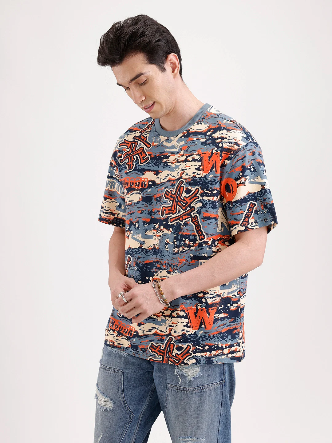 Classic Oversized AOP T-Shirt | Navy Blue - Image 4