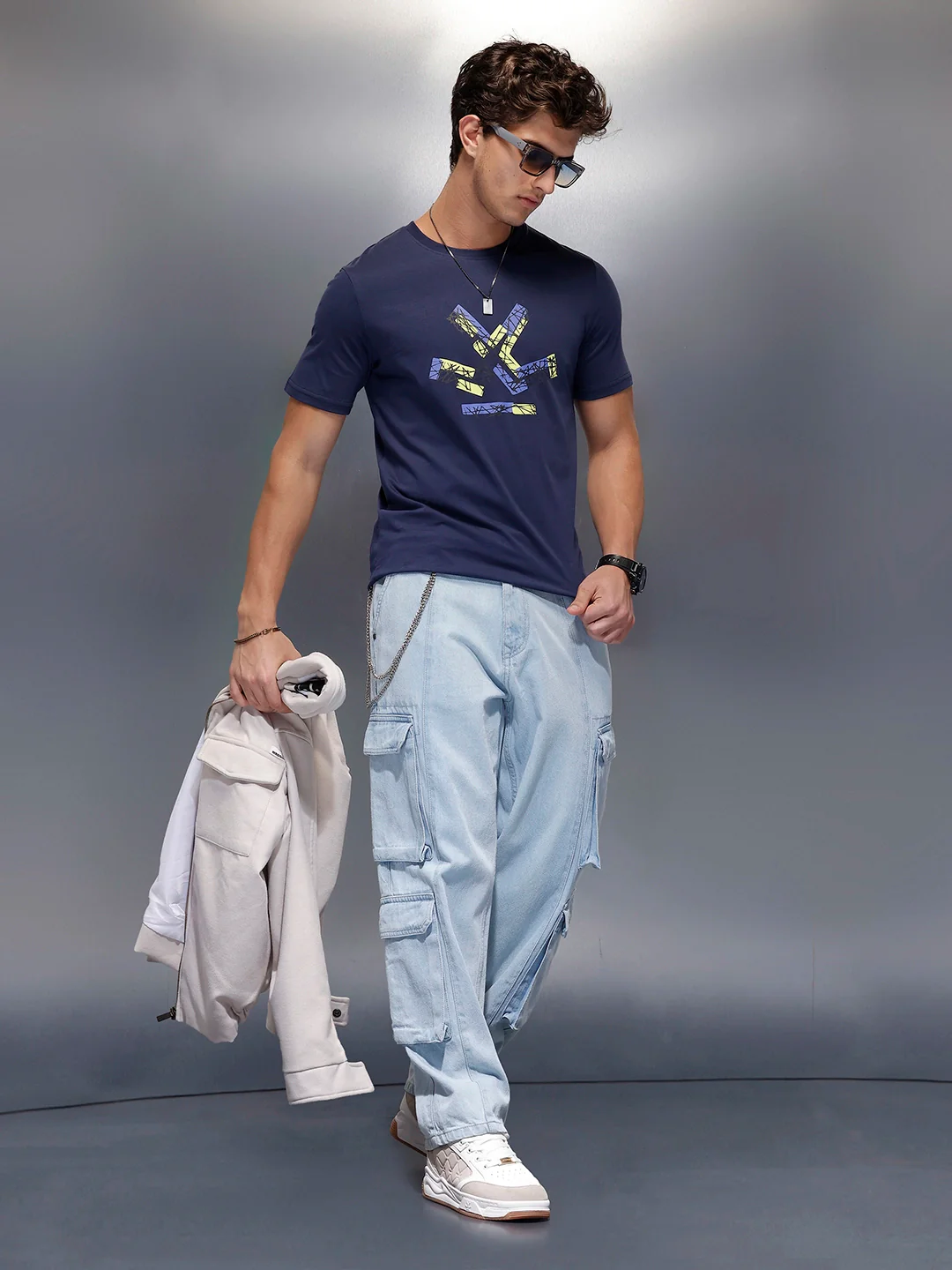 Classic Placement Printed T-Shirt | Navy Blue - Image 2
