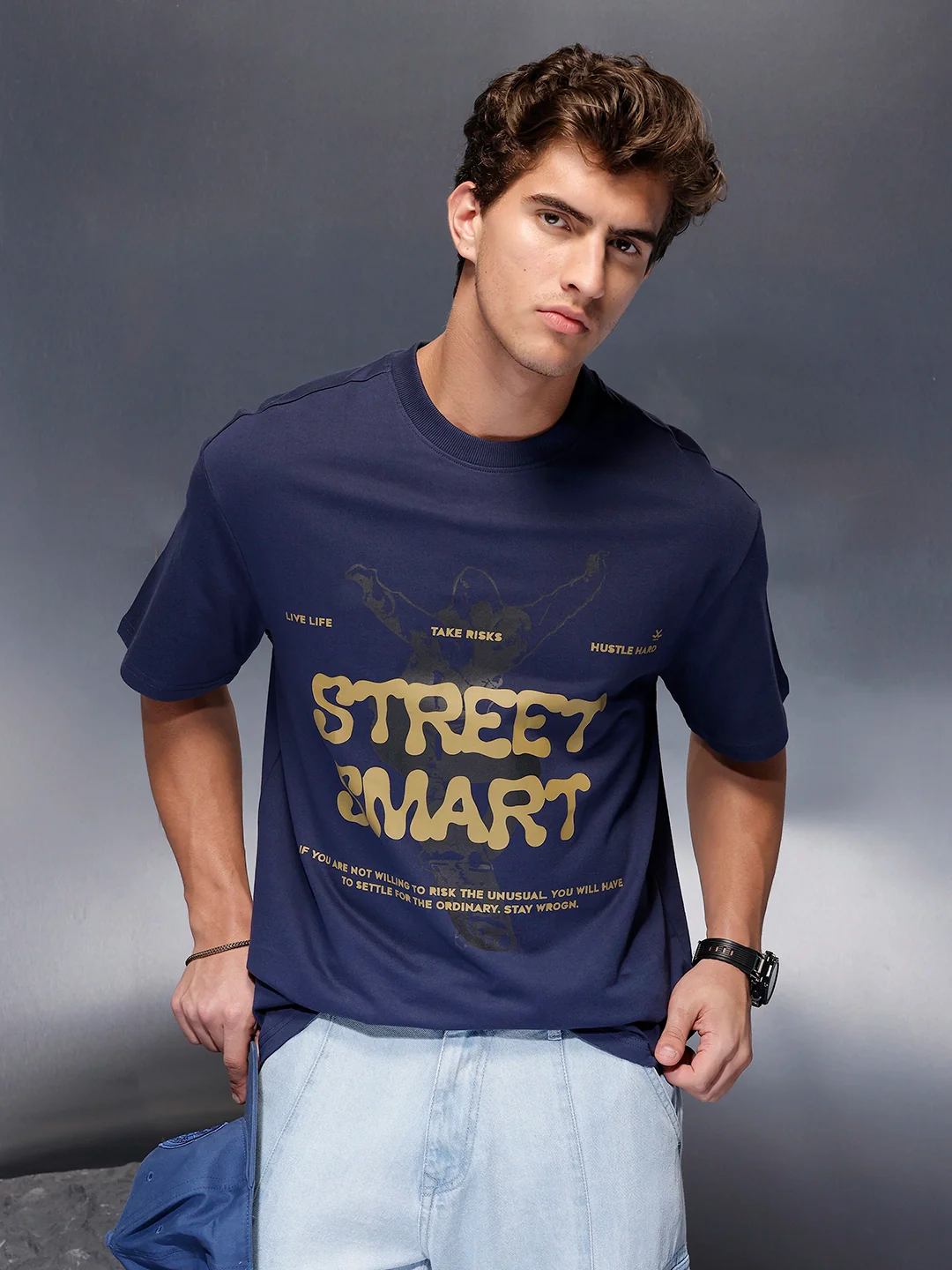 Classic Placement Printed T-Shirt | Navy Blue