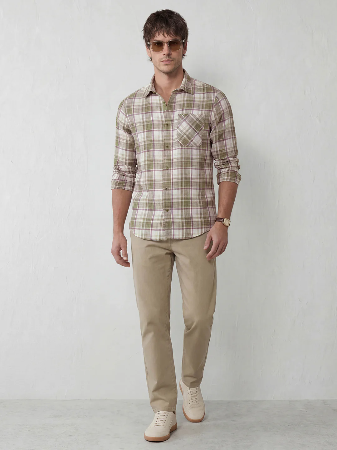 Classic Regular Fit Checkered Shirt | Green - Image 2