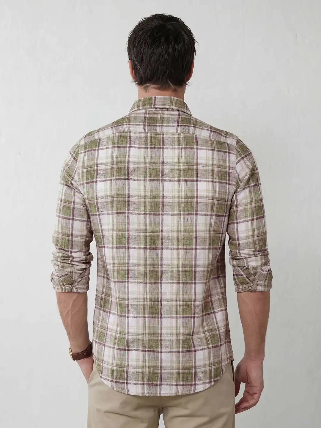 Classic Regular Fit Checkered Shirt | Green - Image 3