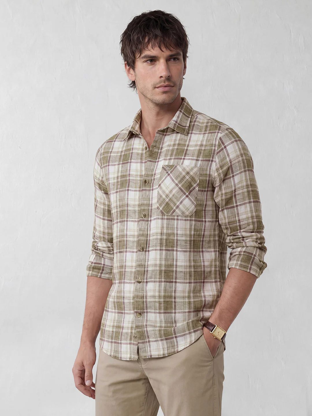 Classic Regular Fit Checkered Shirt | Green - Image 4