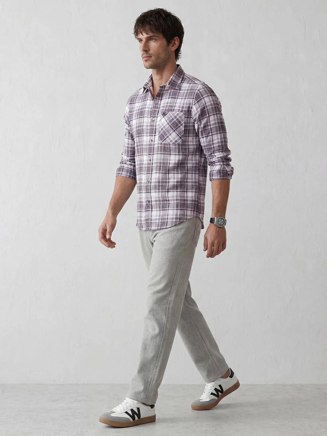 Classic Regular Fit Checkered Shirt | Purple - Image 2