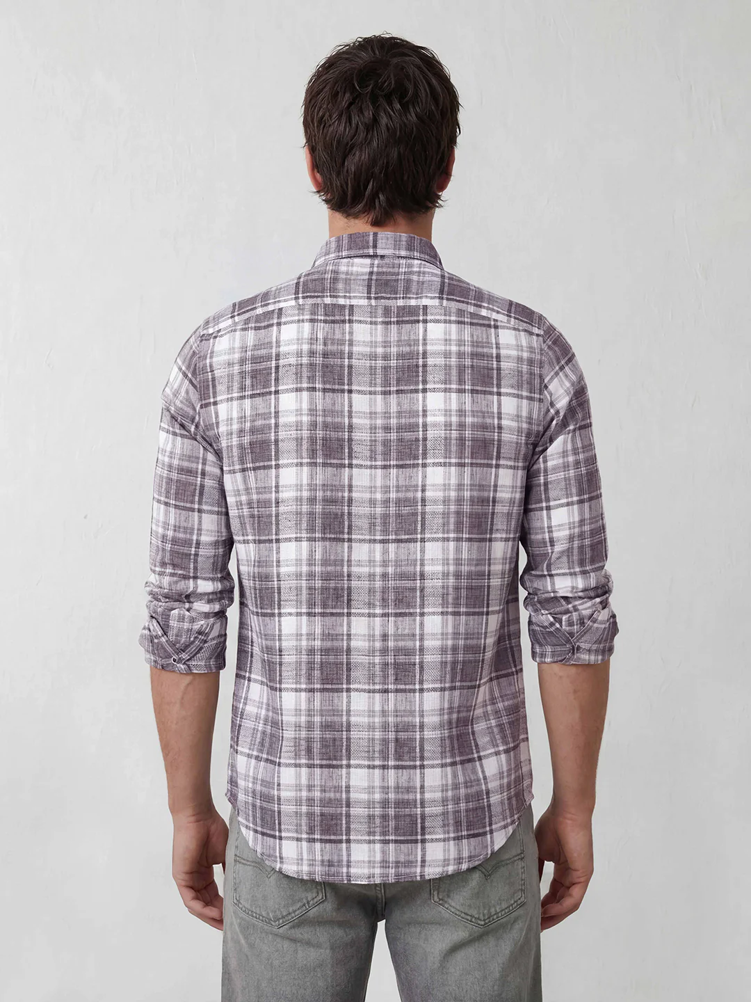 Classic Regular Fit Checkered Shirt | Purple - Image 3