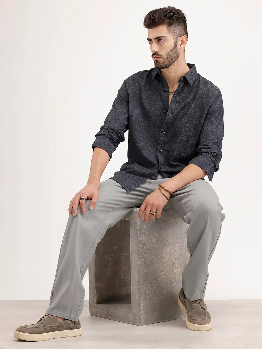 Classic Slim Fit AOP Shirt | Black - Image 2
