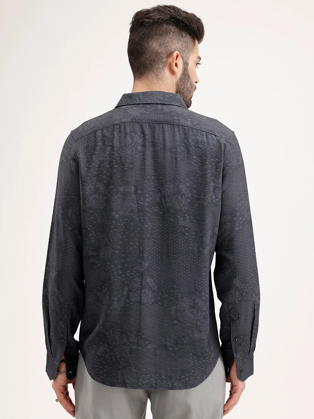 Classic Slim Fit AOP Shirt | Black - Image 3