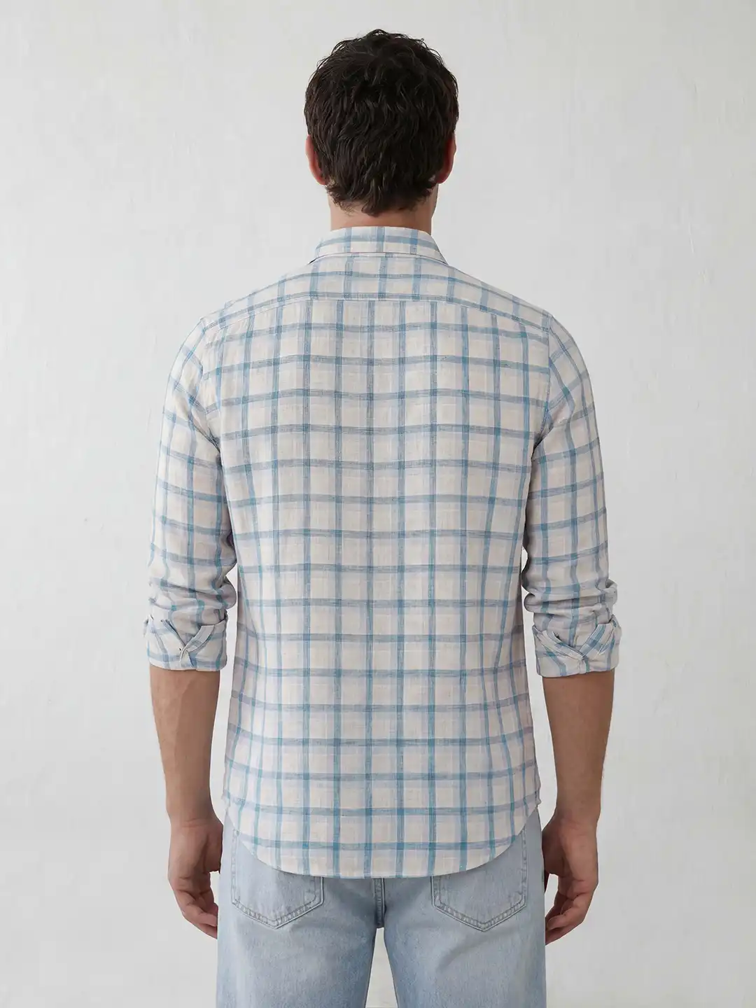 Classic Slim Fit Checkered Shirt | Blue - Image 3