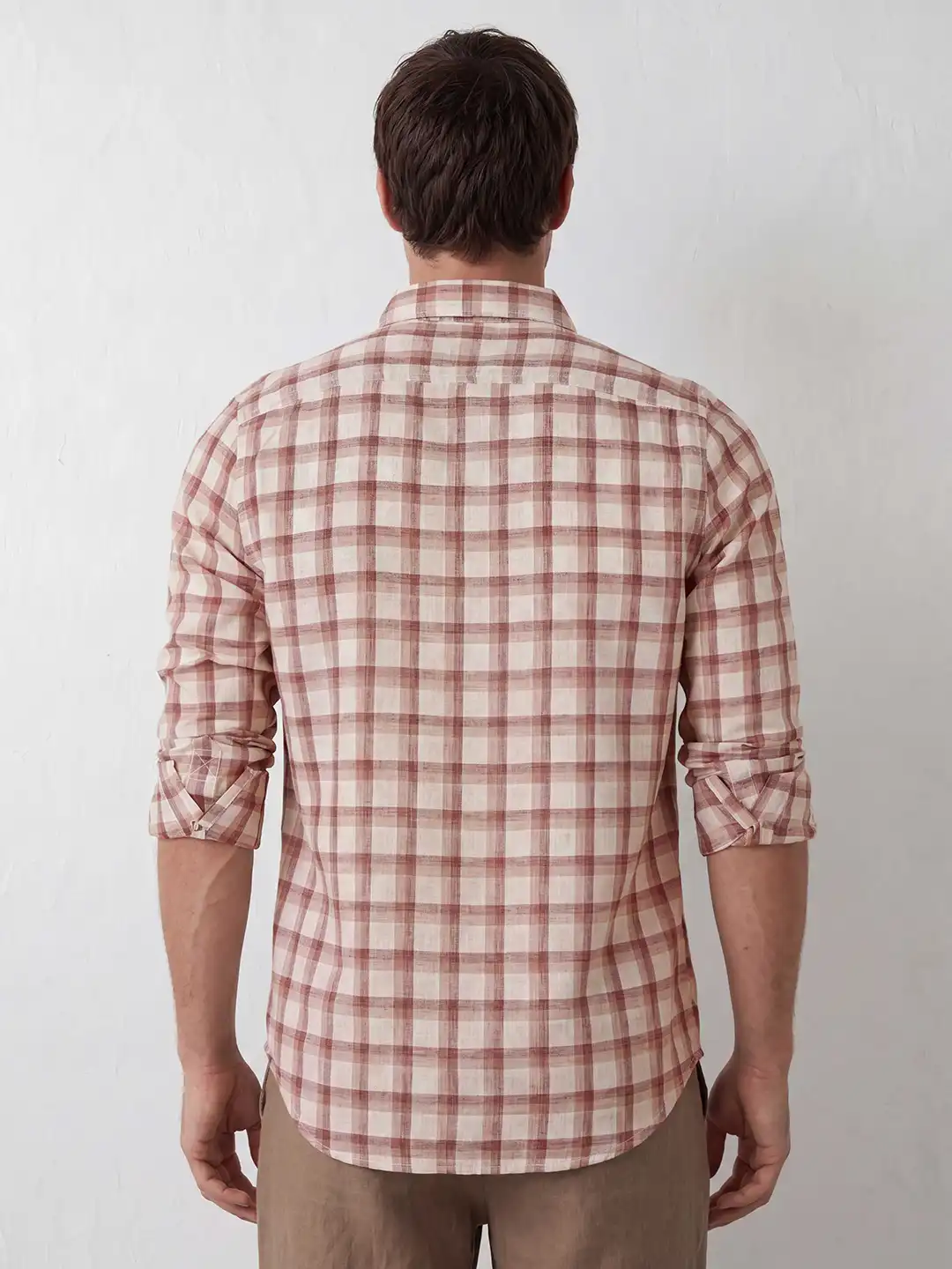 Classic Slim Fit Checkered Shirt | Brown - Image 3
