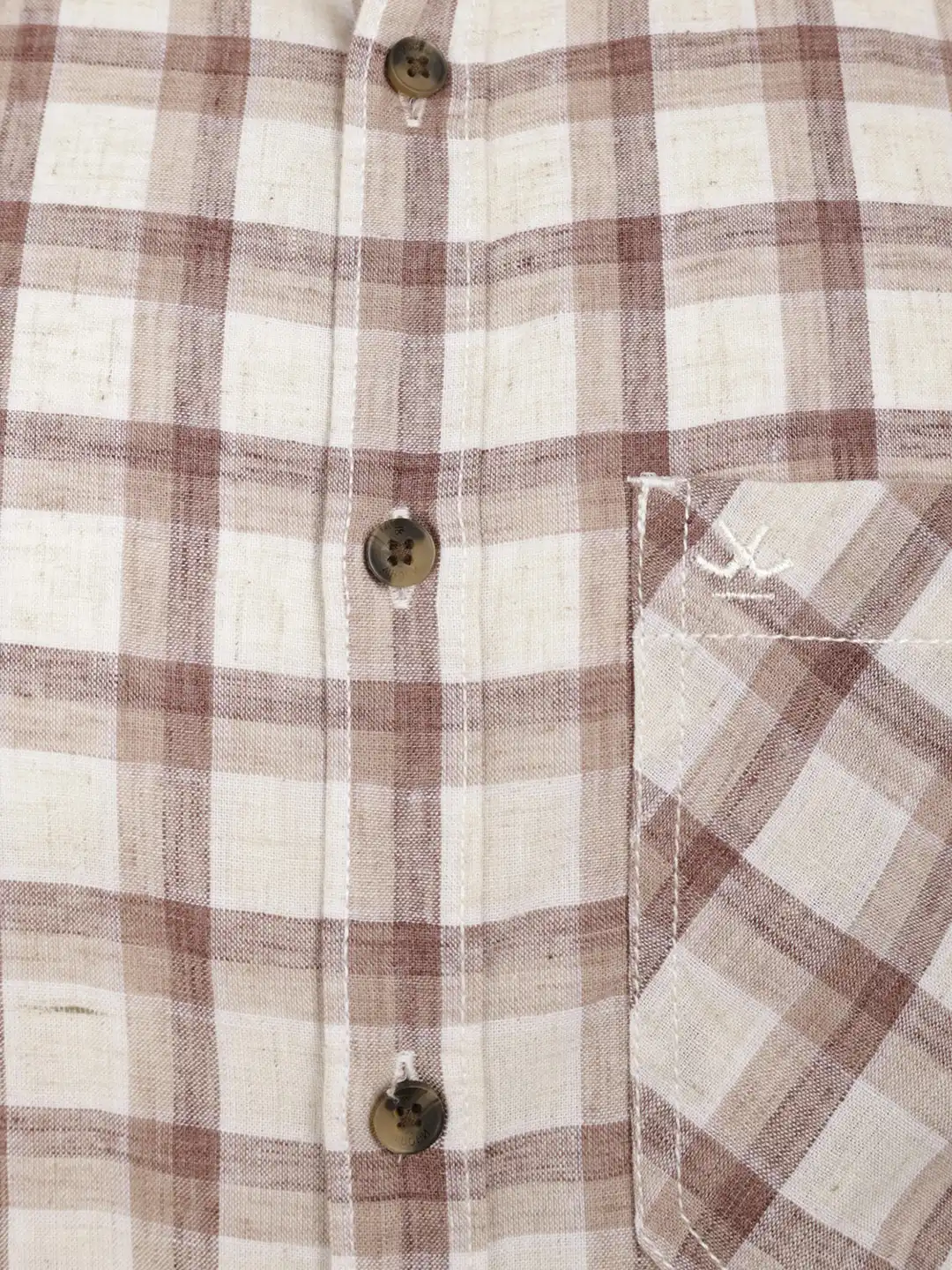 Classic Slim Fit Checkered Shirt | Brown - Image 5