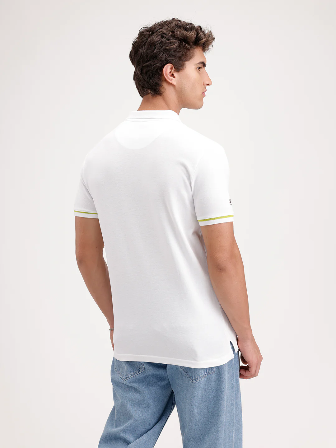 Classic Slim Fit Placement Printed Polo T-Shirt | White - Image 3