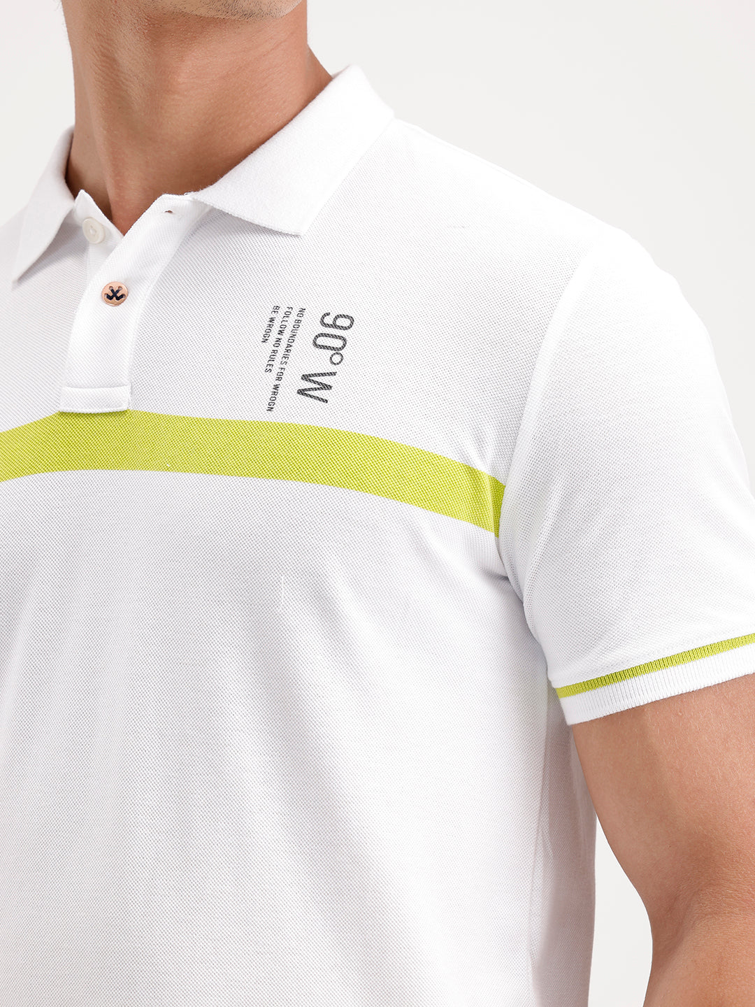Classic Slim Fit Placement Printed Polo T-Shirt | White - Image 4