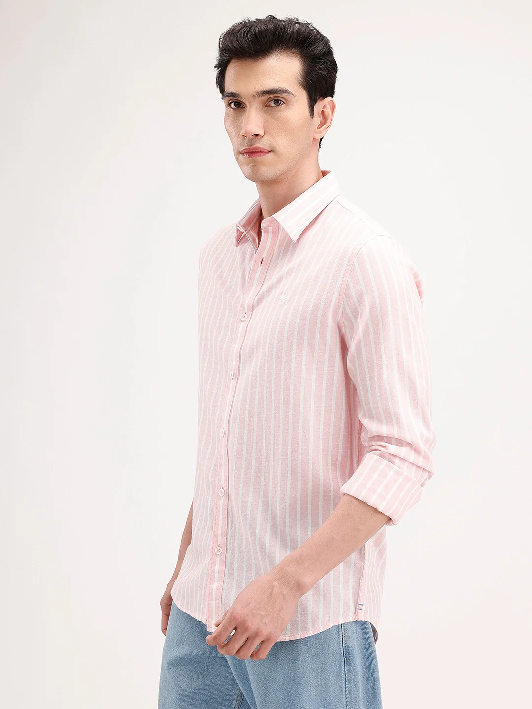 Classic Slim Fit Striped Shirt | Pink - Image 4