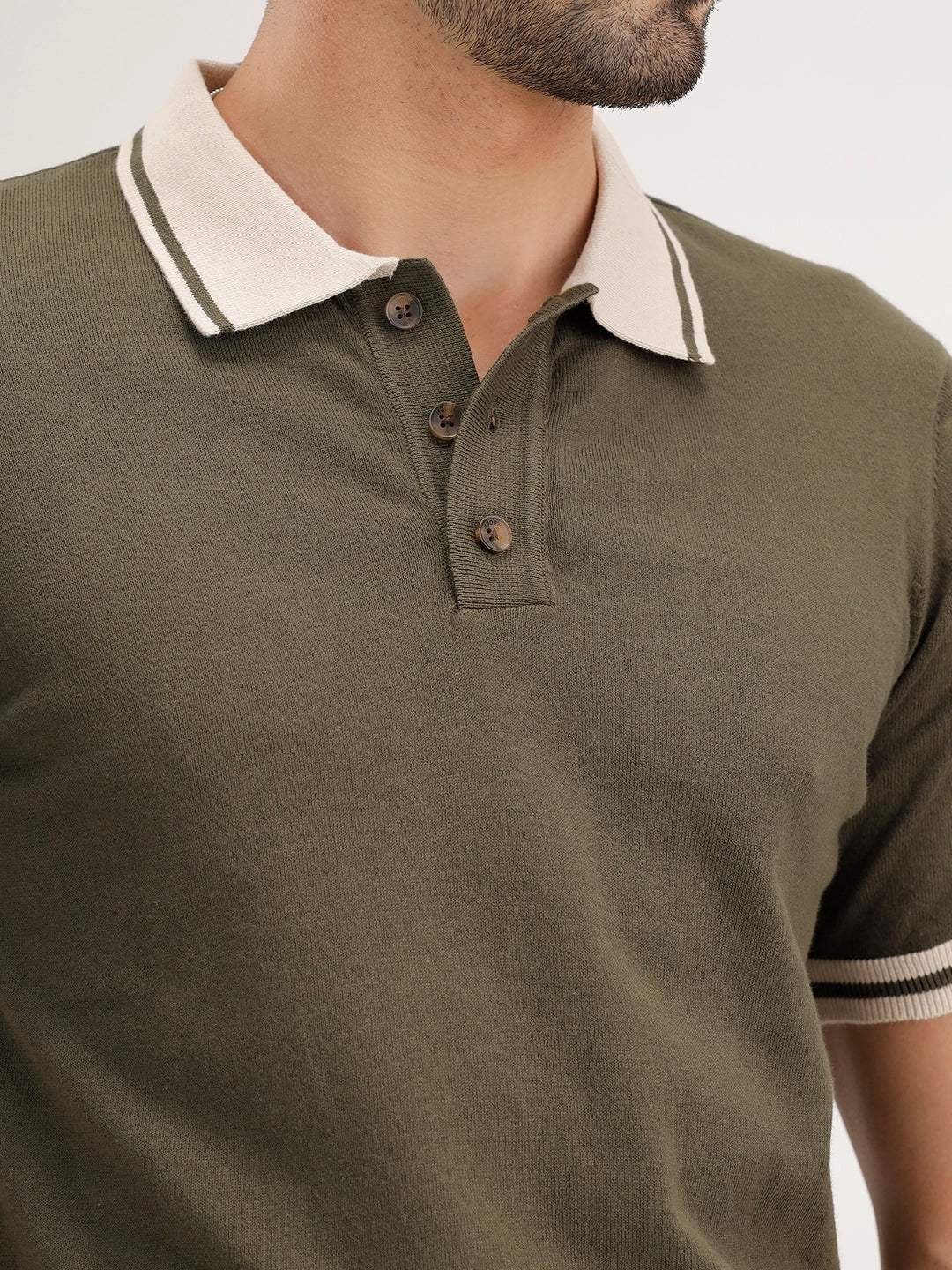 Classic Slim Fit Tipping Collar Polo T-Shirt | Olive - Image 7