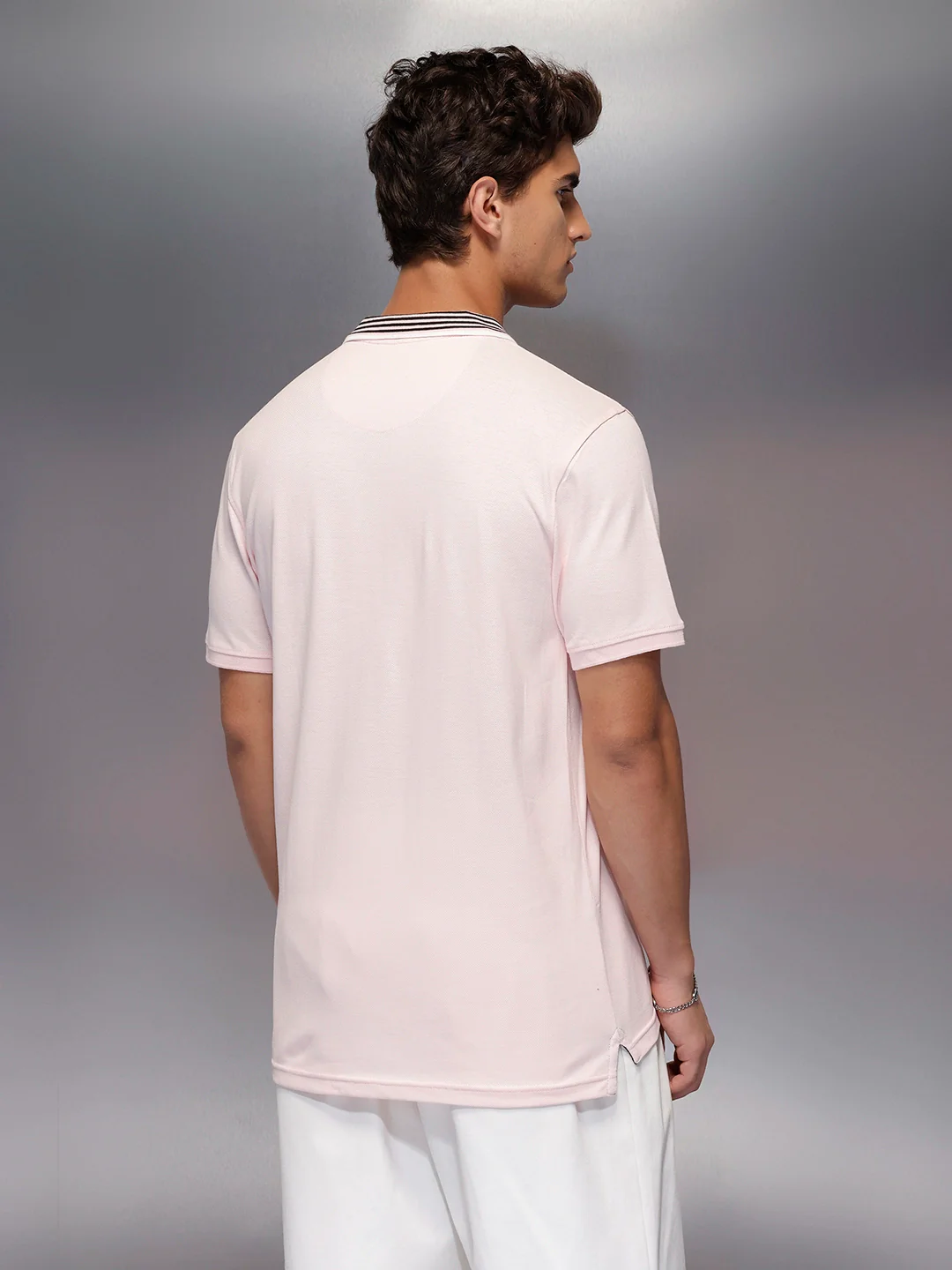 Classic Tipping Collar Polo T-Shirt | Pink - Image 3