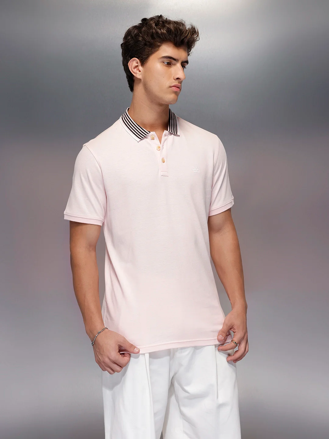 Classic Tipping Collar Polo T-Shirt | Pink - Image 4