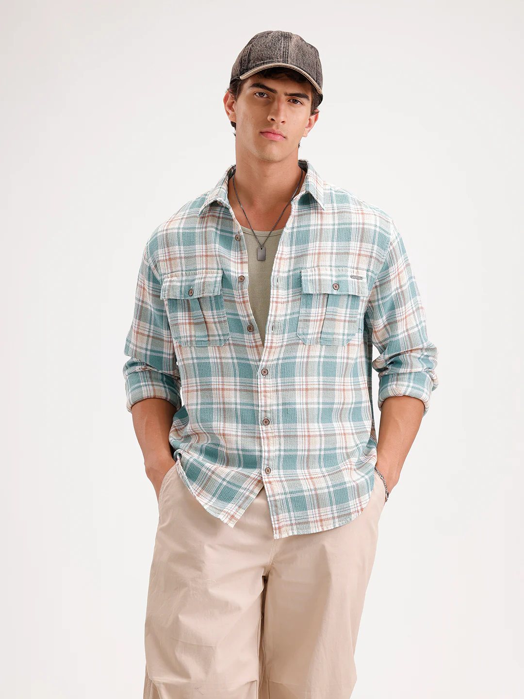 Comfort Fit Double Pocket Shirt | Green